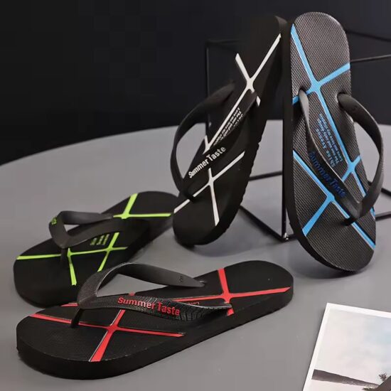 Mens Leather Strap Flip Flops Beachwear