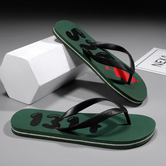 Summer flip flops with soft EVA/PE sole and PVC upper