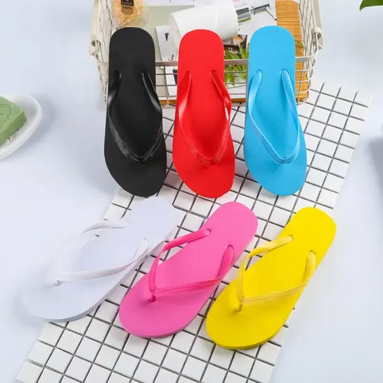 PE flip flops with EVA sole injection molded beach sandals